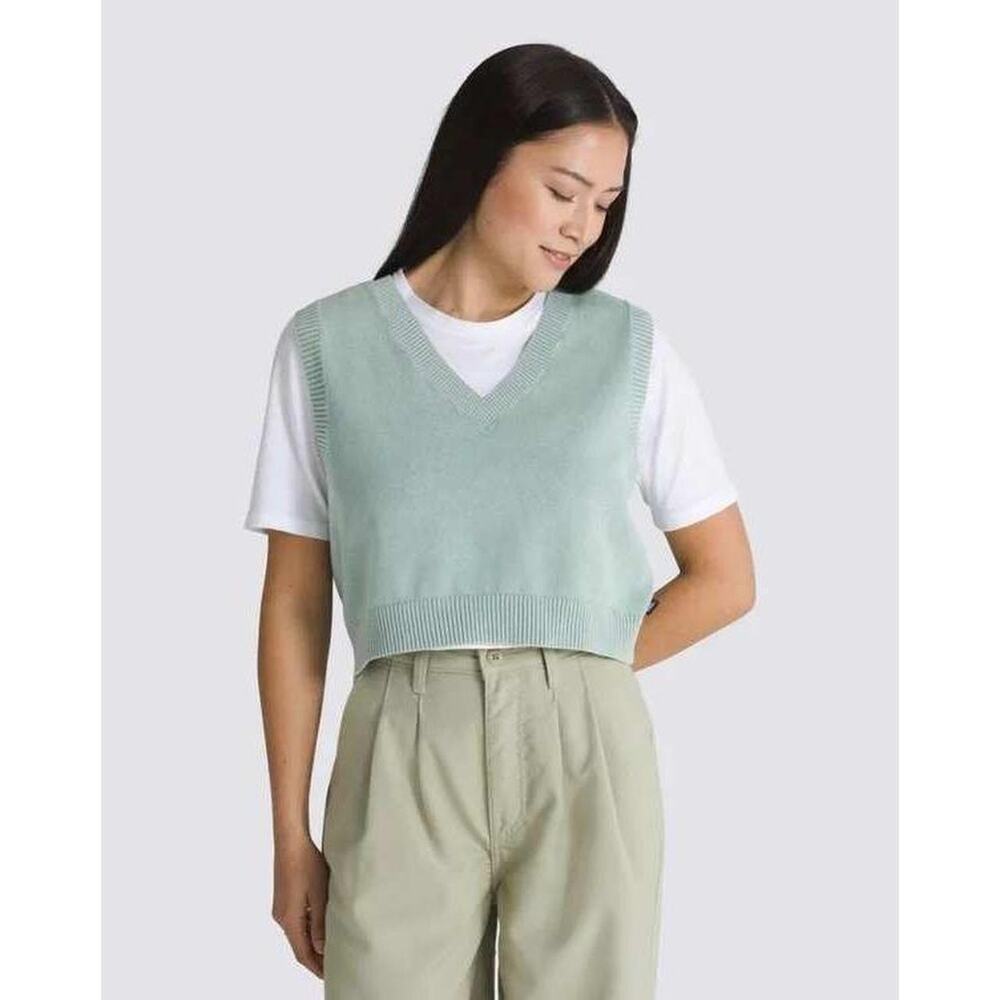 Van's‎ Syd Y2K Skater Streetwear Sage Green Adorable Sweater Vest SZ XS NWT